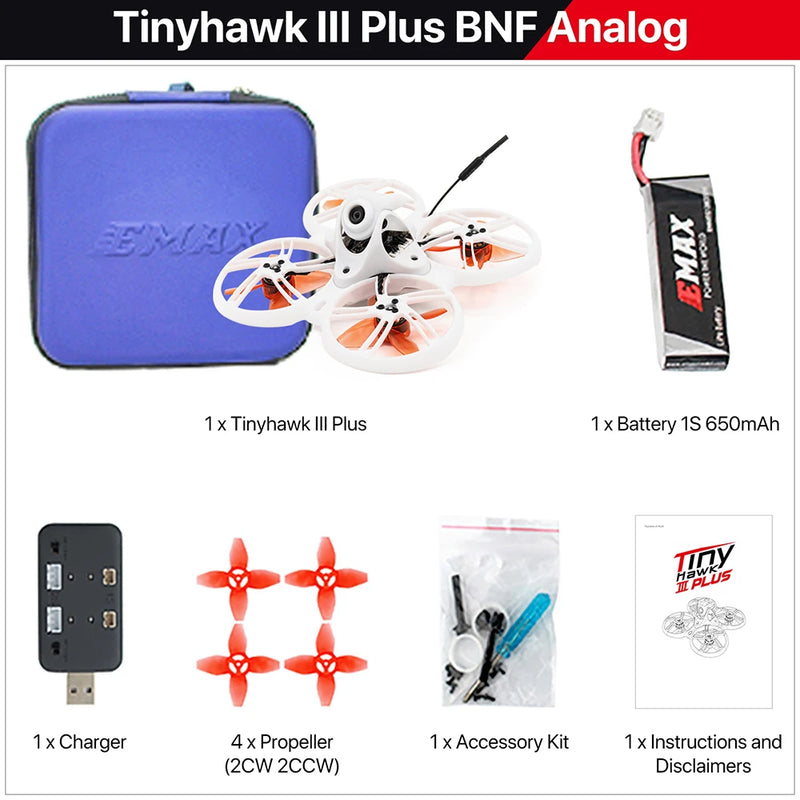 Tinyhawk III Plus/Plus Freestyle FPV Racing Drone Kit RTF BNF 1/2S 2.4GHz ELRS with E8 Transmitter Analog/HD Zero